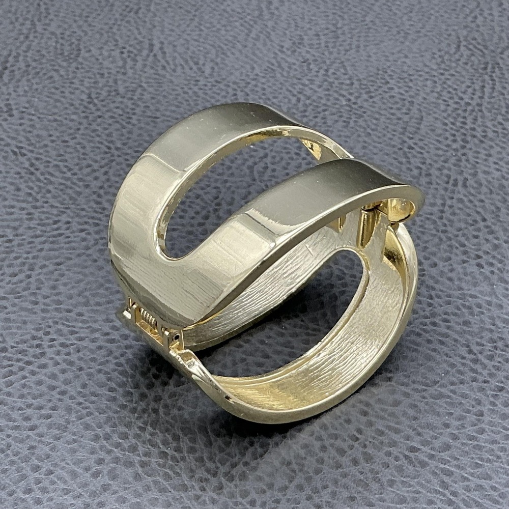 Gold Tone Bracelet Wide Openwork Bangle Womens 7 In Snap Modern Fashion Jewelry
